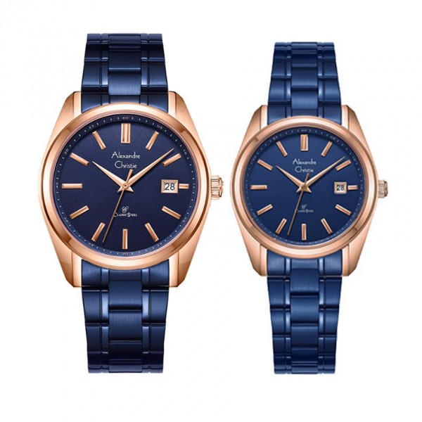 Alexandre Christie AC 8660 Rosegold Blue Couple